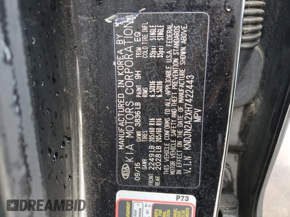 2017 Kia Soul with VIN KNDJN2A2XH7422443, listed as a Copart auction lot 44180945 with 0 mi miles and Salvage Title. Bid and sale history available at carsss.com. Image 13.