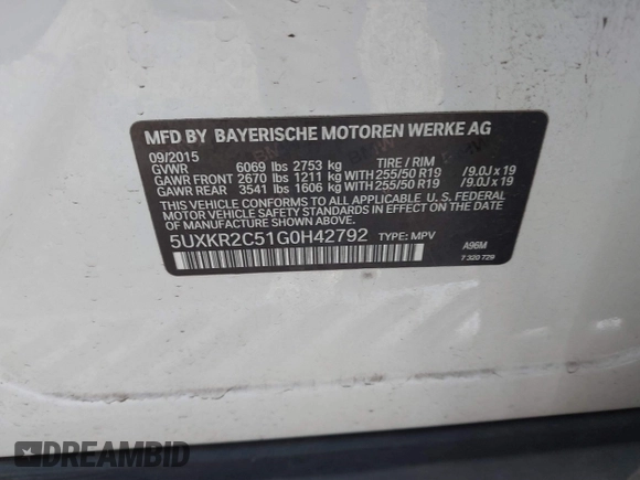 2016 BMW X5 sDrive35i with VIN 5UXKR2C51G0H42792, listed as a IAAI auction lot 41726108 with 81,796 mi miles. Bid and sale history available at carsss.com. Image 9.