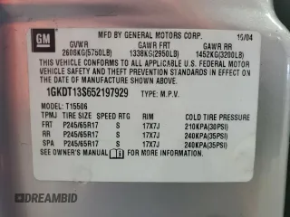 2005 GMC Envoy SLT with VIN 1GKDT13S652197929, listed as a Copart auction lot 42104855 with 228,515 mi miles and Salvage Title. Bid and sale history available at carsss.com. Image 15.
