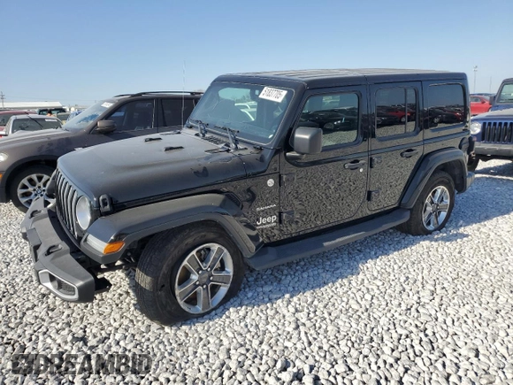 2018 Jeep Wrangler Unlimited Sahara with VIN 1C4HJXEN1JW222834, listed as a Copart auction lot 51837705 with 70,713 mi miles and Salvage title. Bid and sale history available at DreamBid. Image 1.