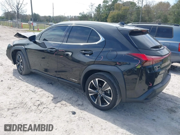 2020 Lexus UX with VIN JTHP9JBH7L2033386, listed as a IAAI auction lot 41463356 with 53,507 mi miles. Bid and sale history available at carsss.com. Image 3.