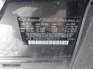 2021 Hyundai Santa Fe SEL with VIN 5NMS6DAJ1MH342715, listed as a IAAI auction lot 41601040 with 33,548 mi miles. Bid and sale history available at carsss.com. Image 9.