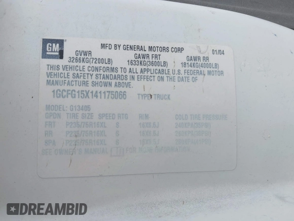 2004 Chevrolet Express Cargo z VIN 1GCFG15X141175066, wystawiony jako IAAI lot #42072307 z przebiegiem 279 939 mil mil oraz . Historia ofert i sprzedaży dostępna na DreamBid. Obrazek 9.