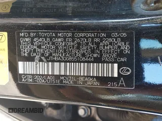 2005 Lexus ES 350 z VIN JTHBA30G855108444, wystawiony jako IAAI lot #42010430 z przebiegiem 275 733 mil mil oraz . Historia ofert i sprzedaży dostępna na DreamBid. Obrazek 9.