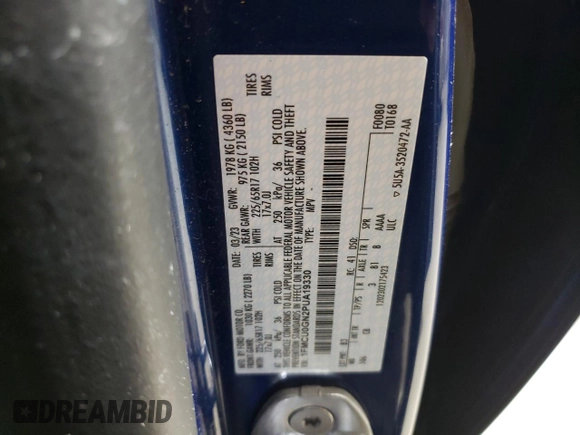 2023 Ford Escape Active with VIN 1FMCU0GN2PUA19330, listed as a Copart auction lot 53340595 with 161,475 mi miles and Clean Title. Bid and sale history available at DreamBid. Image 13.