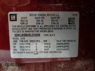 2016 Chevrolet Trax LS z VIN 3GNCJKSBXGL233506, wystawiony jako Copart lot #53750725 z przebiegiem 175 198 mil mil oraz Szkoda całkowita • Salvage title. Historia ofert i sprzedaży dostępna na DreamBid. Obrazek 12.
