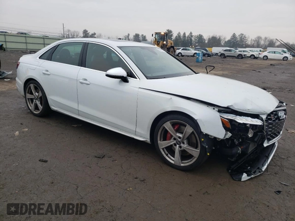 2021 Audi S4 Premium Plus with VIN WAUB4AF40MA024633, listed as a Copart auction lot 40762744 with 21,333 mi miles and Salvage Title. Bid and sale history available at carsss.com. Image 4.