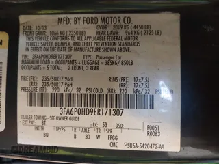2014 Ford Fusion SE with VIN 3FA6P0HD9ER171307, listed as a IAAI auction lot 41582707 with Not Provided miles and . Bid and sale history available at DreamBid. Image 9.