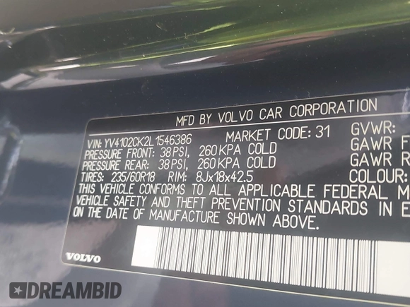 2020 Volvo XC90 Momentum с VIN YV4102CK2L1546386, выставлен на аукционе IAAI как лот 42413944 с пробегом 111 562 миль миль и . История ставок и продаж доступна на DreamBid. Изображение 9.