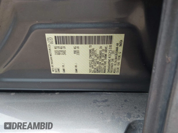 2017 Nissan Maxima SV with VIN 1N4AA6AP0HC432538, listed as a IAAI auction lot 41885882 with 91,474 mi miles and . Bid and sale history available at DreamBid. Image 9.