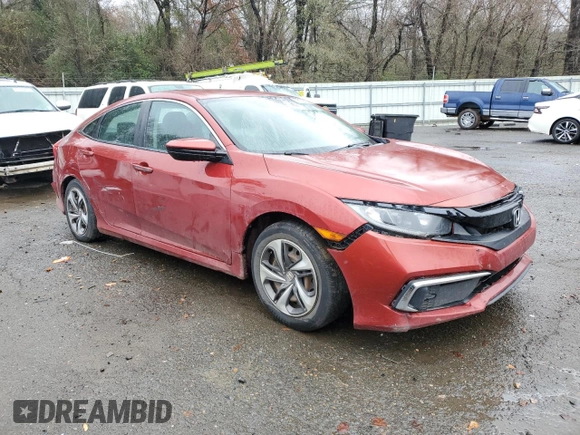 2019 Honda Civic LX with VIN 19XFC2F66KE041011, listed as a Copart auction lot 88009095 with 95,766 mi miles and Salvage Title. Bid and sale history available at DreamBid. Image 4.