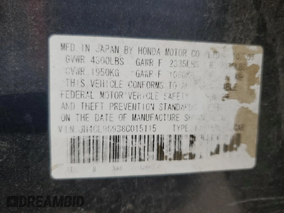 2008 Acura TSX Nav with VIN JH4CL96938C015115, listed as a Copart auction lot 47828555 with 162,608 mi miles and Salvage Title. Bid and sale history available at carsss.com. Image 14.