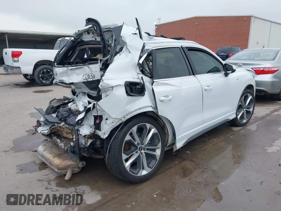 2020 Audi Q3 S line Premium Plus with VIN WA1EECF37L1078293, listed as a IAAI auction lot 42158322 with 56,345 mi miles and . Bid and sale history available at DreamBid. Image 4.
