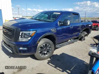 2021 Nissan Titan Pro-4X with VIN 1N6AA1FBXMN528408, listed as a Copart auction lot 59546505 with 25,395 mi miles and Salvage title. Bid and sale history available at DreamBid. Image 1.