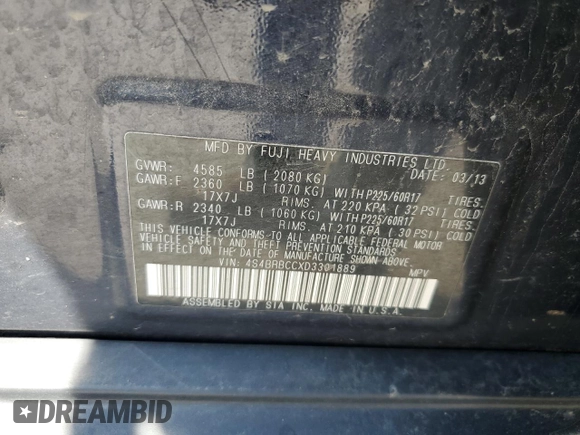 2013 Subaru Outback Premium with VIN 4S4BRBCCXD3301889, listed as a Copart auction lot 53686005 with 196,962 mi miles and Salvage Title. Bid and sale history available at DreamBid. Image 13.