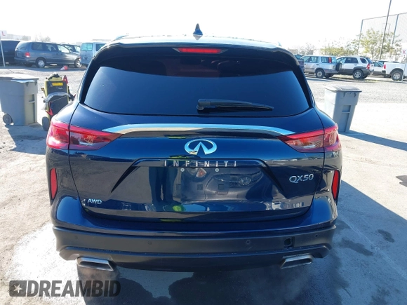 2021 Infiniti QX50 Luxe with VIN 3PCAJ5BB1MF119650, listed as a IAAI auction lot 41856455 with 64,674 mi miles and . Bid and sale history available at DreamBid. Image 16.