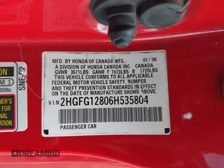 2006 Honda Civic Cpe EX with VIN 2HGFG12806H535804, listed as a IAAI auction lot 41932914 with 212,750 mi miles. Bid and sale history available at carsss.com. Image 9.