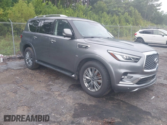 2020 Infiniti QX80 Luxe z VIN JN8AZ2NF5L9705321, wystawiony jako IAAI lot #42536366 z przebiegiem 72 684 mil mil oraz . Historia ofert i sprzedaży dostępna na DreamBid. Obrazek 1.