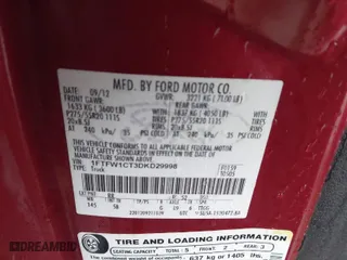 2013 Ford F-150 XL with VIN 1FTFW1CT3DKD29998, listed as a IAAI auction lot 41546344 with 139,062 mi miles. Bid and sale history available at carsss.com. Image 9.