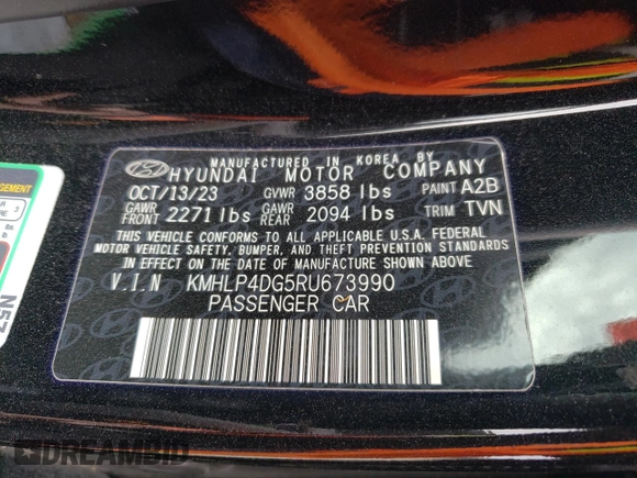 2024 Hyundai Elantra Limited с VIN KMHLP4DG5RU673990, выставлен на аукционе Copart как лот 48121395 с пробегом 12 415 миль миль и Списание • Salvage title. История ставок и продаж доступна на DreamBid. Изображение 12.