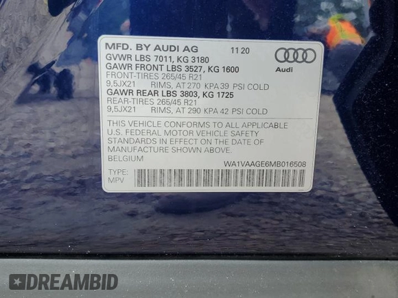 2021 Audi e-tron Prestige z VIN WA1VAAGE6MB016508, wystawiony jako Copart lot #64883204 z przebiegiem 44 953 mil mil oraz Szkoda całkowita • Salvage title. Historia ofert i sprzedaży dostępna na DreamBid. Obrazek 13.
