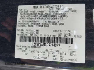 2013 Ford Mustang V6 with VIN 1ZVBP8AM3D5244879, listed as a IAAI auction lot 42210809 with Not provided miles and . Bid and sale history available at DreamBid. Image 9.