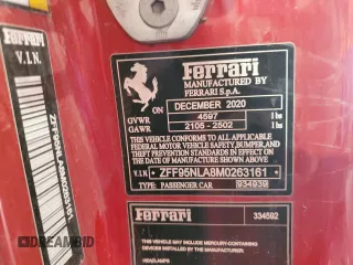 2021 Ferrari SF90 z VIN ZFF95NLA8M0263161, wystawiony jako Copart lot #44430285 z przebiegiem 6090 mil mil oraz Tytuł czysty. Historia ofert i sprzedaży dostępna na DreamBid. Obrazek 13.