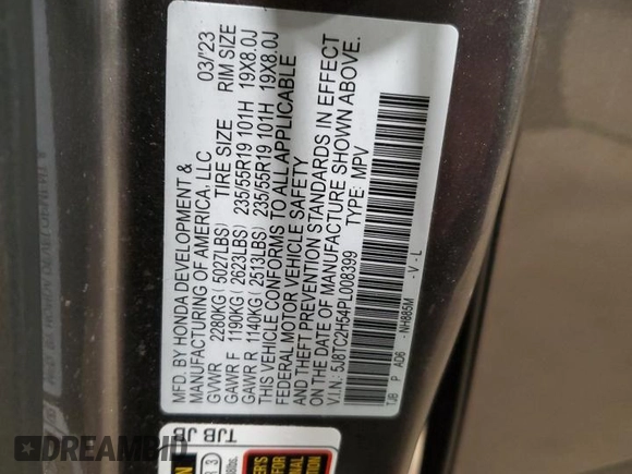 2023 Acura RDX w/Technology Package with VIN 5J8TC2H54PL008399, listed as a Copart auction lot 83084744 with 16,939 mi miles and Salvage Title. Bid and sale history available at carsss.com. Image 14.