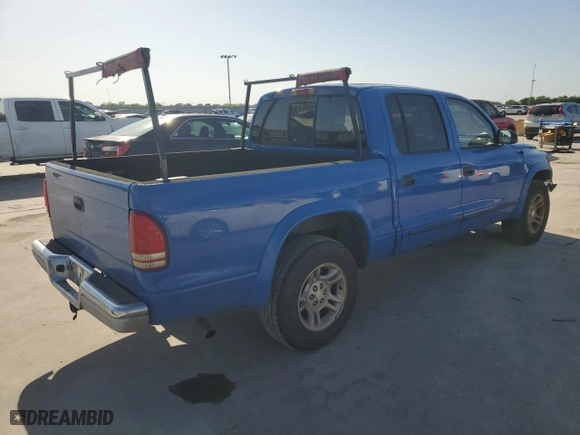 2002 Dodge Dakota SLT with VIN 1B7HL48N32S693817, listed as a Copart auction lot 52126605 with 238,782 mi miles and Salvage Title. Bid and sale history available at carsss.com. Image 3.