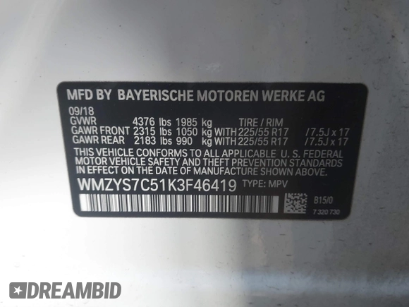 2019 MINI Countryman Cooper z VIN WMZYS7C51K3F46419, wystawiony jako IAAI lot #41228467 z przebiegiem 59 154 mil mil oraz . Historia ofert i sprzedaży dostępna na DreamBid. Obrazek 9.