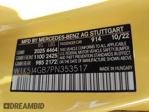 2023 Mercedes-Benz CLA 250 z VIN W1K5J4GB7PN353517, wystawiony jako IAAI lot #42117205 z przebiegiem Nie podano mil oraz . Historia ofert i sprzedaży dostępna na DreamBid. Obrazek 9.