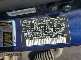 2008 Hyundai Veracruz GLS with VIN KM8NU73C38U057897, listed as a Copart auction lot 49799445 with 177,248 mi miles and Clean Title. Bid and sale history available at DreamBid. Image 14.