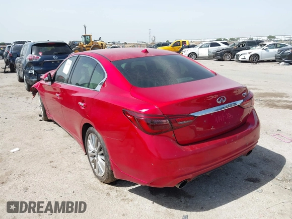 2021 Infiniti Q50 Luxe with VIN JN1EV7BP1MM705935, listed as a IAAI auction lot 42259901 with 52,813 mi miles and . Bid and sale history available at DreamBid. Image 3.