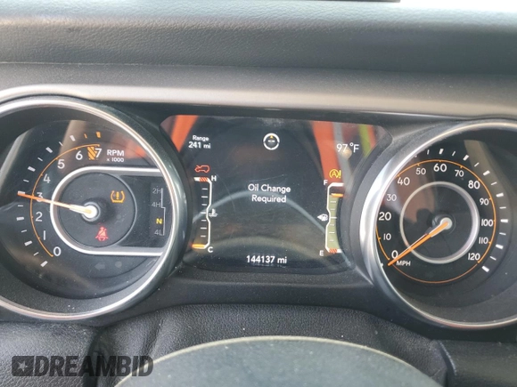 2020 Jeep Wrangler Sport with VIN 1C4GJXAGXLW237080, listed as a Copart auction lot 57769704 with 144,137 mi miles and Salvage title. Bid and sale history available at DreamBid. Image 9.