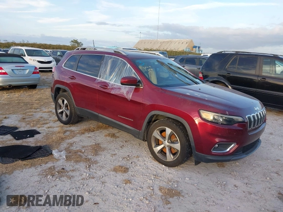 2020 Jeep Cherokee Limited with VIN 1C4PJLDB0LD592408, listed as a IAAI auction lot 40615701 with 1 mi miles. Bid and sale history available at carsss.com. Image 1.