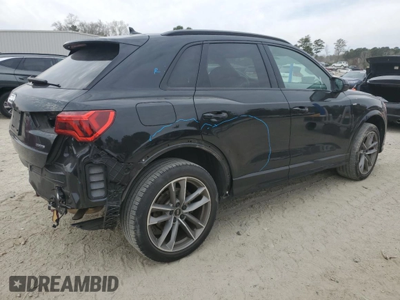 2022 Audi Q3 S line Premium Plus with VIN WA1EECF33N1054639, listed as a Copart auction lot 49807115 with 50,329 mi miles and Salvage Title. Bid and sale history available at carsss.com. Image 3.