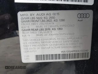 2015 Audi Q5 Premium Plus with VIN WA1DGAFP0FA102340, listed as a IAAI auction lot 42619358 with 82,870 mi miles and . Bid and sale history available at DreamBid. Image 9.