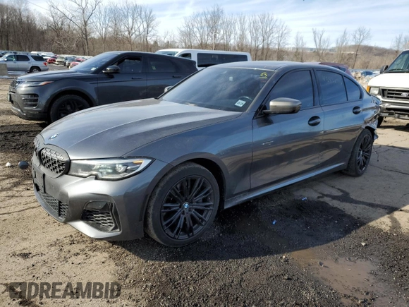 2020 BMW 3 Series M340i xDrive with VIN WBA5U9C02LFH17348, listed as a Copart auction lot 45452545 with 56,869 mi miles and Salvage Title. Bid and sale history available at DreamBid. Image 1.