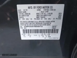 2022 Ford Edge SE with VIN 2FMPK4G97NBA86722, listed as a IAAI auction lot 41271711 with 100,688 mi miles. Bid and sale history available at carsss.com. Image 9.