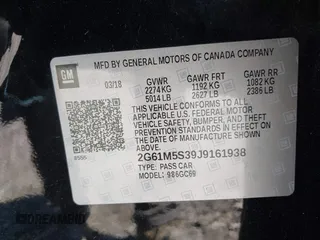 2018 Cadillac XTS Luxury with VIN 2G61M5S39J9161938, listed as a IAAI auction lot 42005882 with 102,335 mi miles. Bid and sale history available at carsss.com. Image 9.
