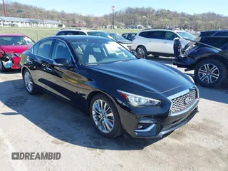 2020 Infiniti Q50 with VIN JN1EV7AR3LM254279, listed as a IAAI auction lot 41877606 with 55,454 mi miles and . Bid and sale history available at DreamBid. Image 1.
