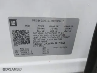 2021 Chevrolet Traverse LT Cloth with VIN 1GNERGKW9MJ115970, listed as a IAAI auction lot 41631079 with 139,621 mi miles. Bid and sale history available at carsss.com. Image 9.