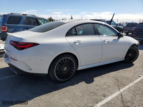 2025 Mercedes-Benz CLA with VIN W1K5J4GB7SN482270, listed as a Copart auction lot 88328765 with 1,626 mi miles and Salvage Title. Bid and sale history available at carsss.com. Image 3.