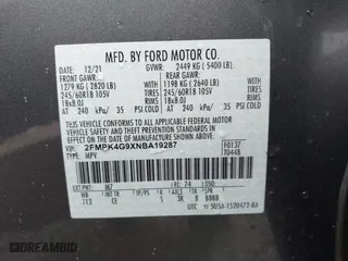 2022 Ford Edge SE with VIN 2FMPK4G9XNBA19287, listed as a IAAI auction lot 41896250 with 31,382 mi miles. Bid and sale history available at carsss.com. Image 9.