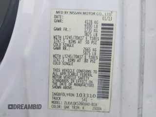 2013 Nissan NV Cargo S с VIN 1N6BF0LY4DN103310, выставлен на аукционе IAAI как лот 42135456 с пробегом 122 968 миль миль и . История ставок и продаж доступна на DreamBid. Изображение 9.