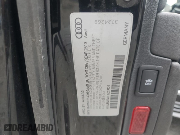 2017 Audi A4 Premium Plus with VIN WAUENAF49HN037325, listed as a Copart auction lot 50267105 with 71,616 mi miles and Salvage Title. Bid and sale history available at carsss.com. Image 12.