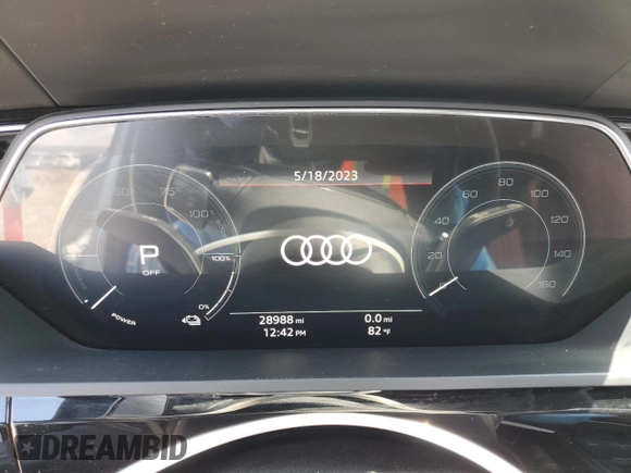 2019 Audi e-tron Prestige with VIN WA1VABGE8KB022801, listed as a Copart auction lot 52213123 with 28,988 mi miles. Bid and sale history available at carsss.com. Image 9.