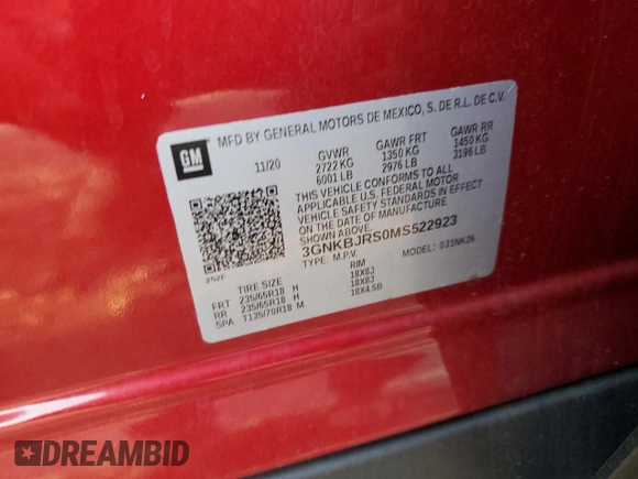 2021 Chevrolet Blazer LT с VIN 3GNKBJRS0MS522923, выставлен на аукционе Copart как лот 45695175 с пробегом 60 613 миль миль и Списание • Salvage title. История ставок и продаж доступна на DreamBid. Изображение 14.