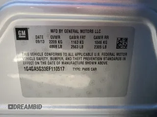 2014 Buick LaCrosse with VIN 1G4GA5G33EF110517, listed as a Copart auction lot 85330474 with 137,297 mi miles and Salvage title. Bid and sale history available at DreamBid. Image 13.
