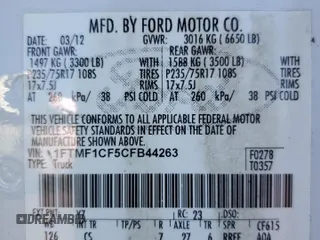 2012 Ford F-150 XL with VIN 1FTMF1CF5CFB44263, listed as a Copart auction lot 75980354 with 124,115 mi miles and Salvage Title. Bid and sale history available at carsss.com. Image 12.